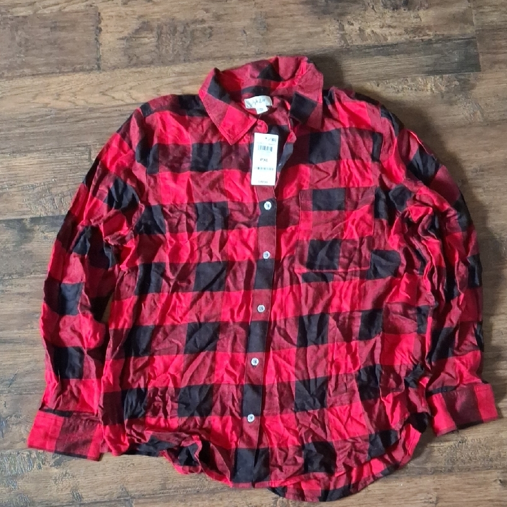 Red and Black Plaid Women's Shirt